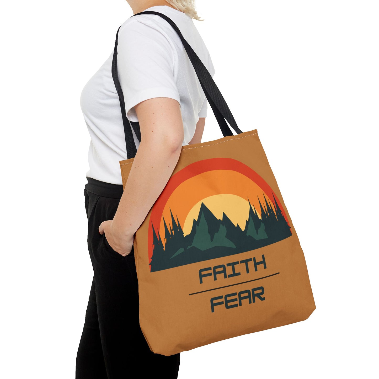 Faith Over Fear, Light Brown Tote Bag