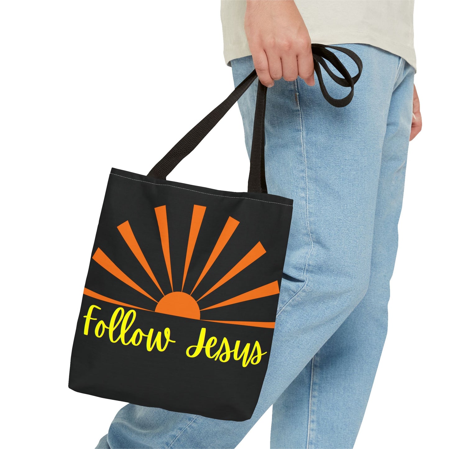 Follow Jesus, Black Tote Bag