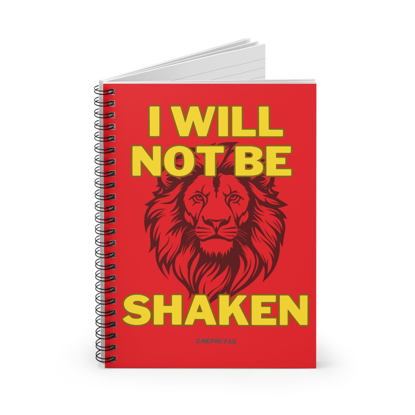 I Will Not Be Shaken Red Spiral Notebook