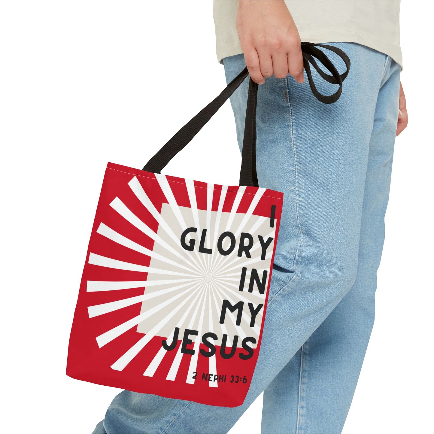 I Glory in My Jesus, Dark Red Tote Bag