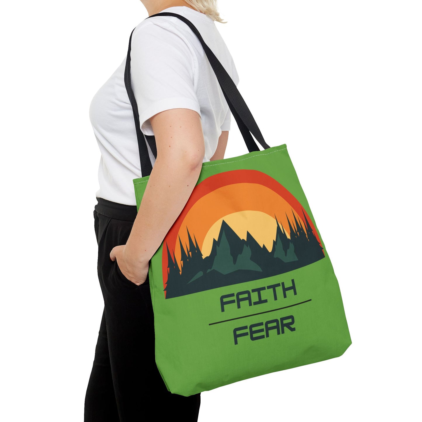 Faith Over Fear, Green Tote Bag