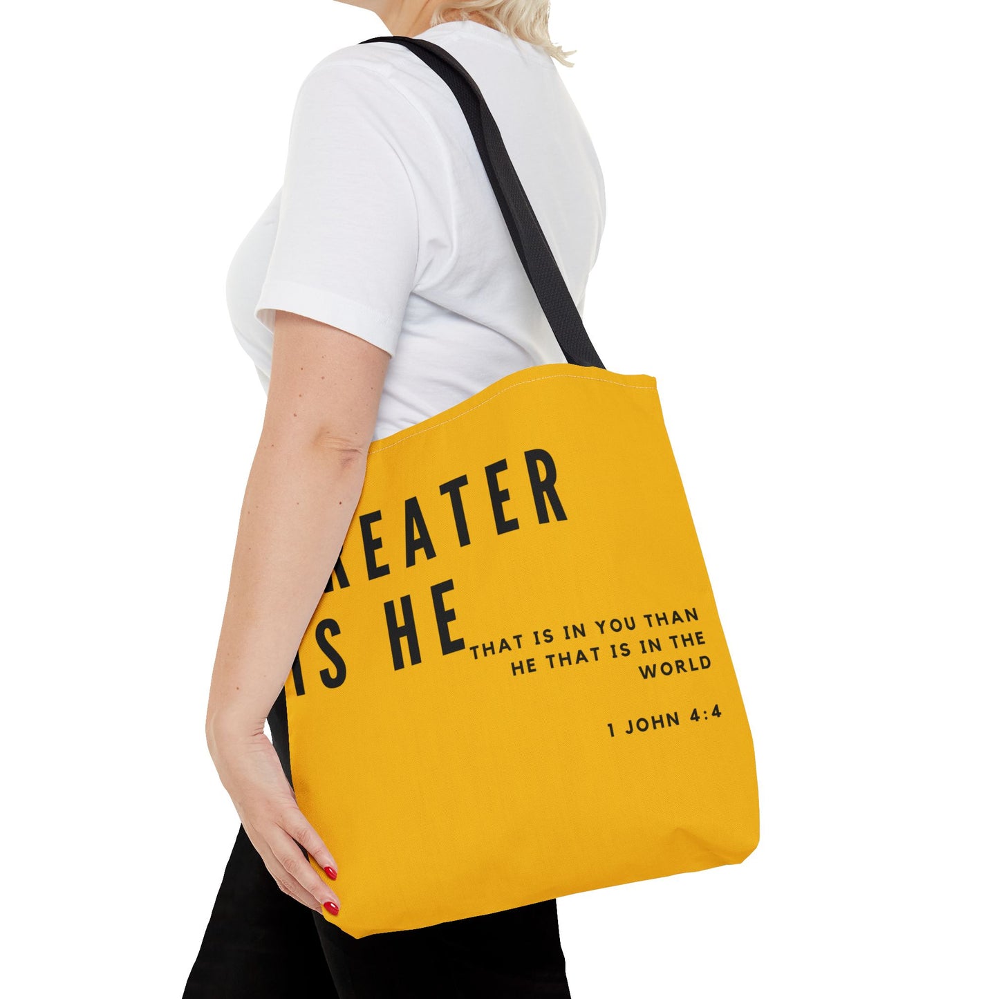 Greater is He that is in You Yellow Tote Bag