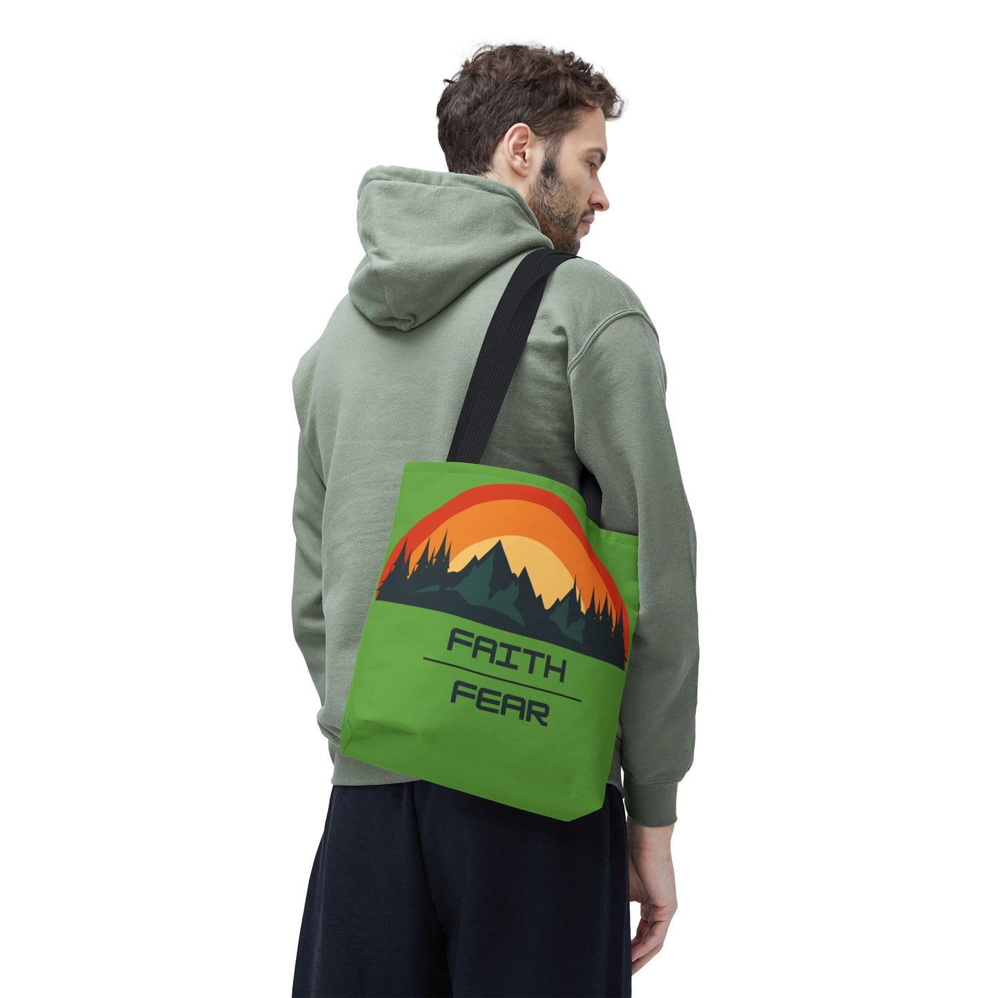 Faith Over Fear, Green Tote Bag