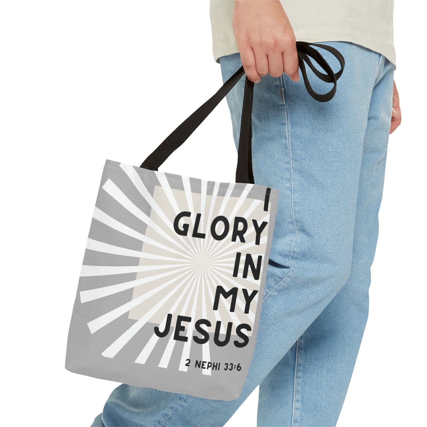 I Glory in My Jesus, Grey Tote Bag