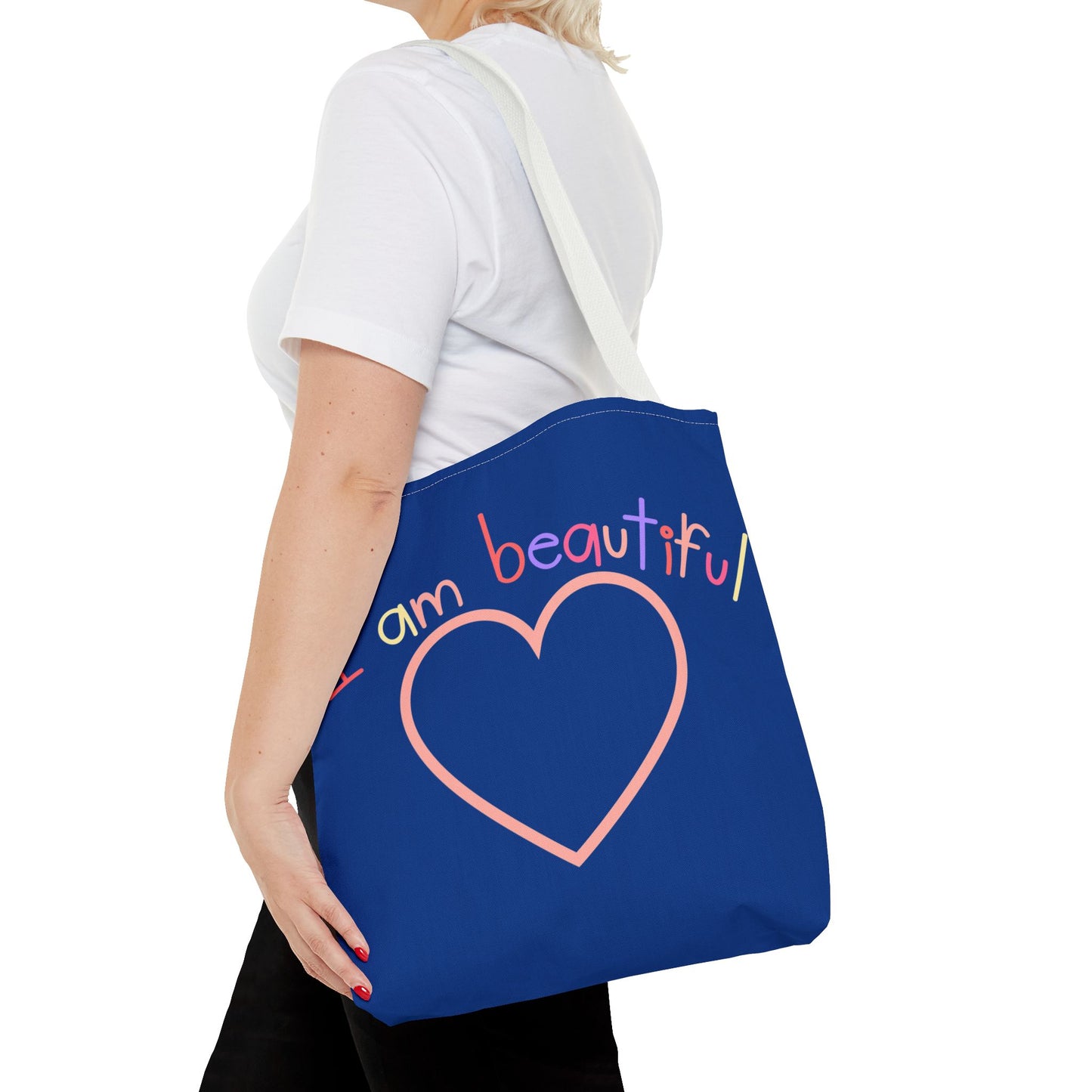 I am Beautiful, Dark Blue Tote Bag