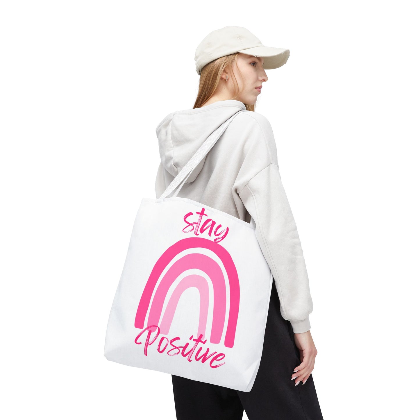 Stay Positive Rainbow Tote Bag