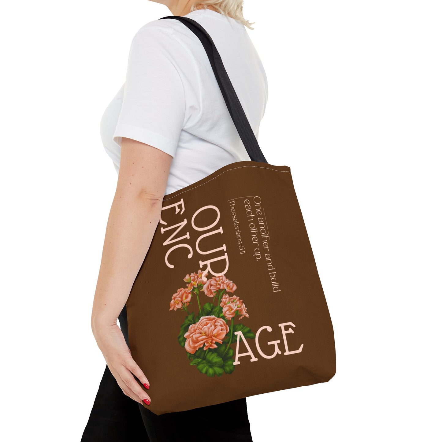 Encourage One Another, Dark Brown Tote Bag