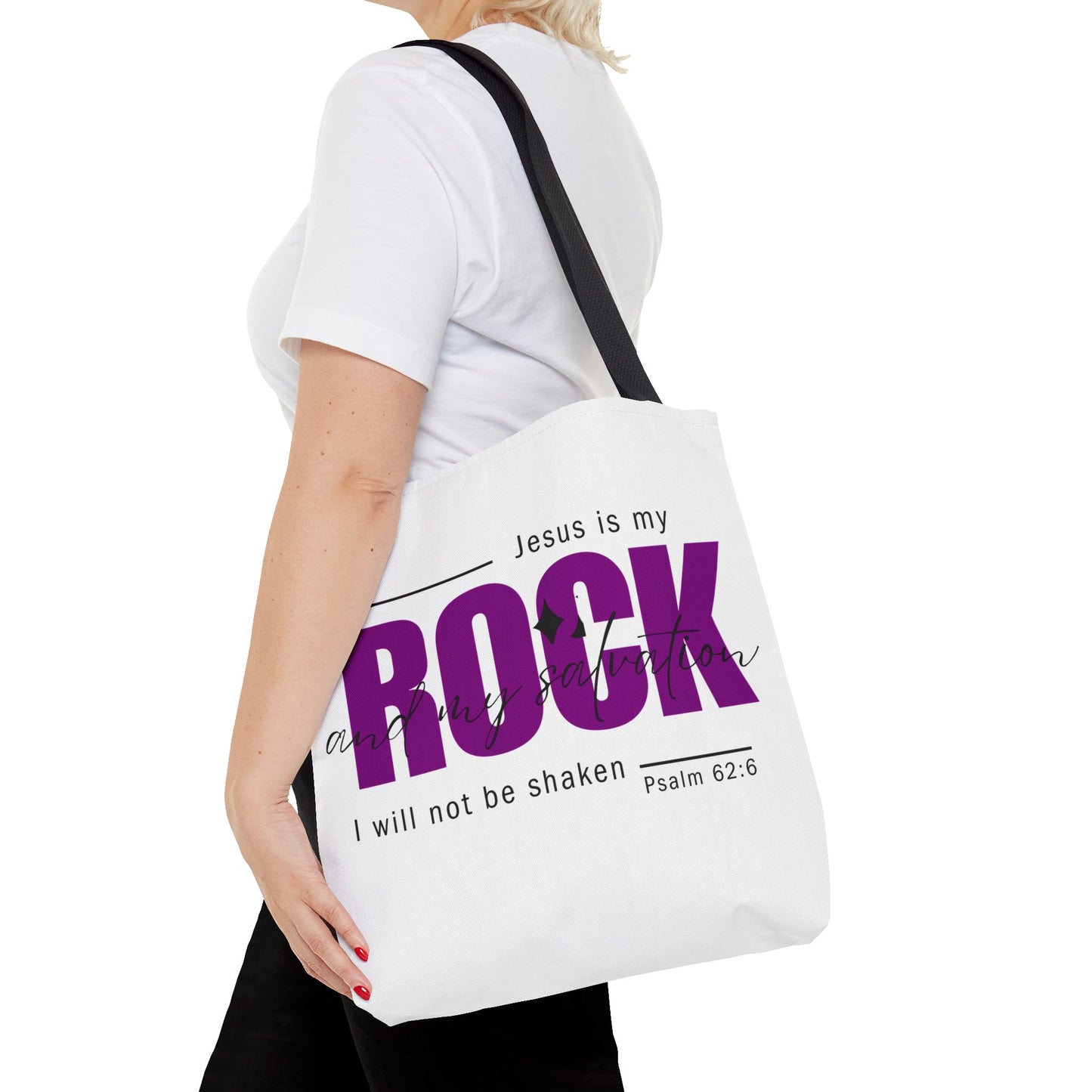 Jesus is my Rock, White Tote Bag