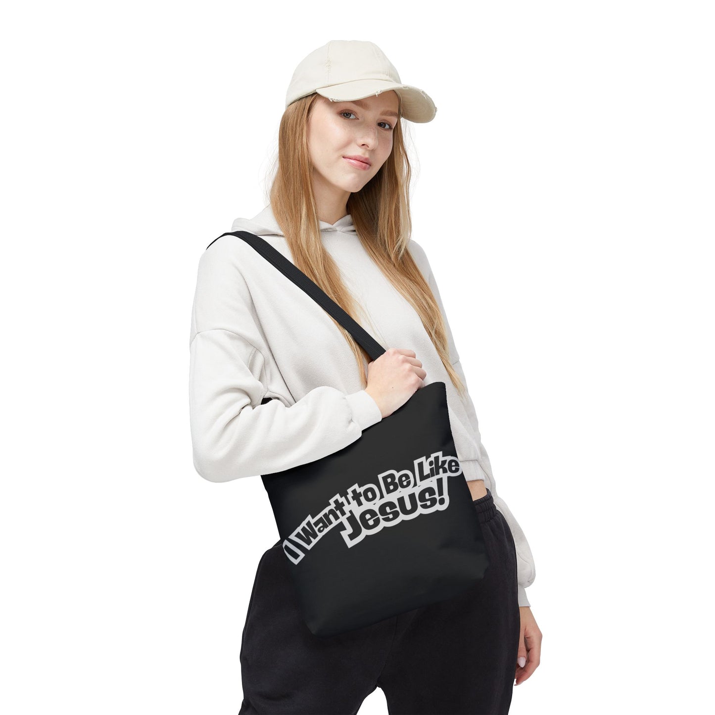 I Want to Be Like Jesus Black Tote Bag