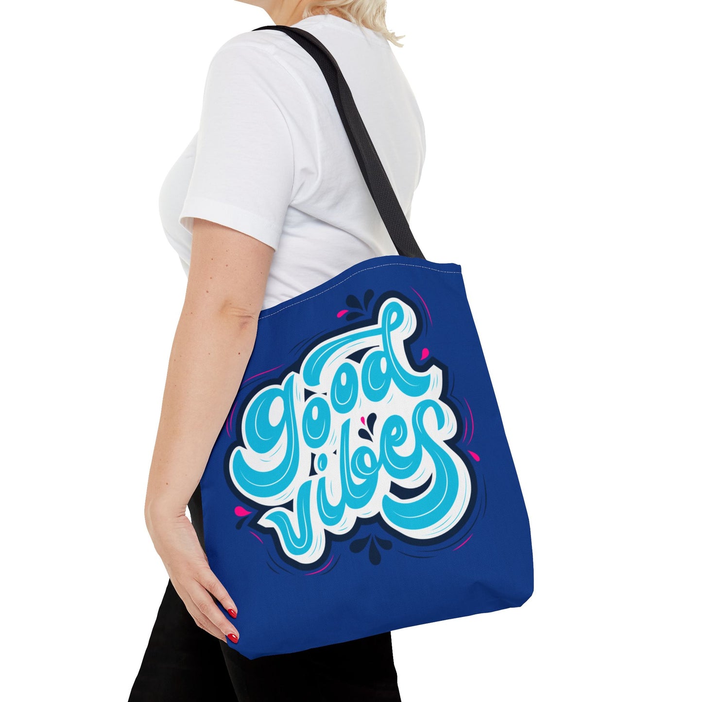 Good Vibes Dark Blue Tote Bag
