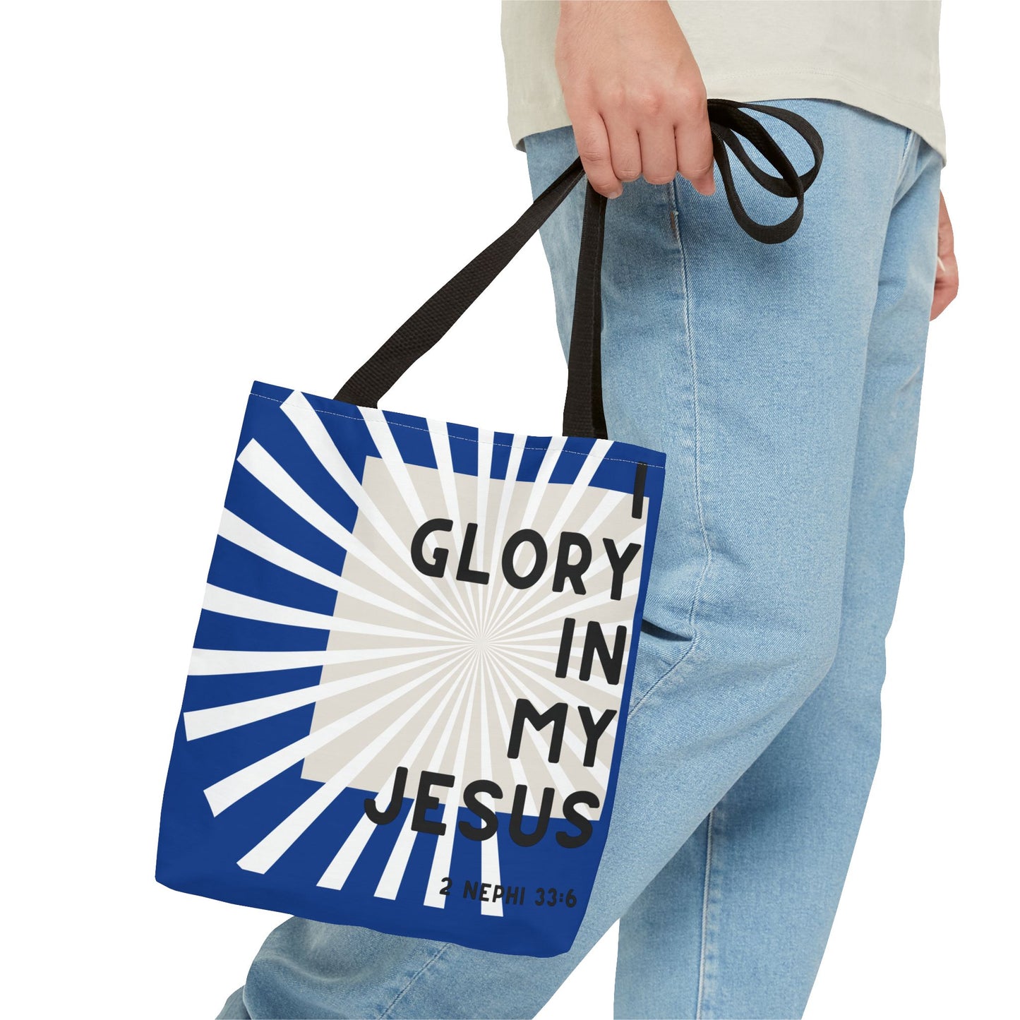 I Glory in My Jesus, Dark Blue Tote Bag