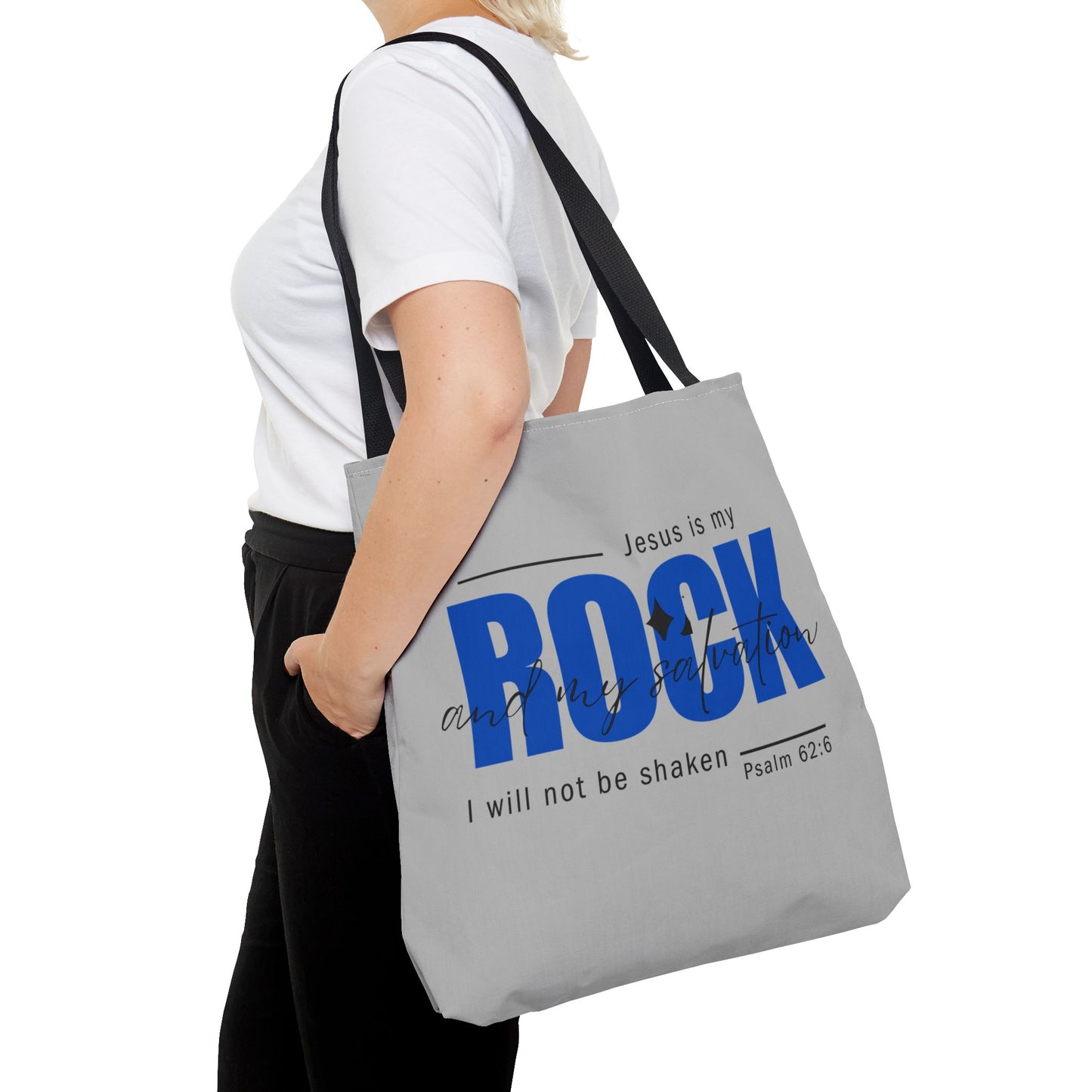 Jesus is my Rock, Light Grey Tote Bag