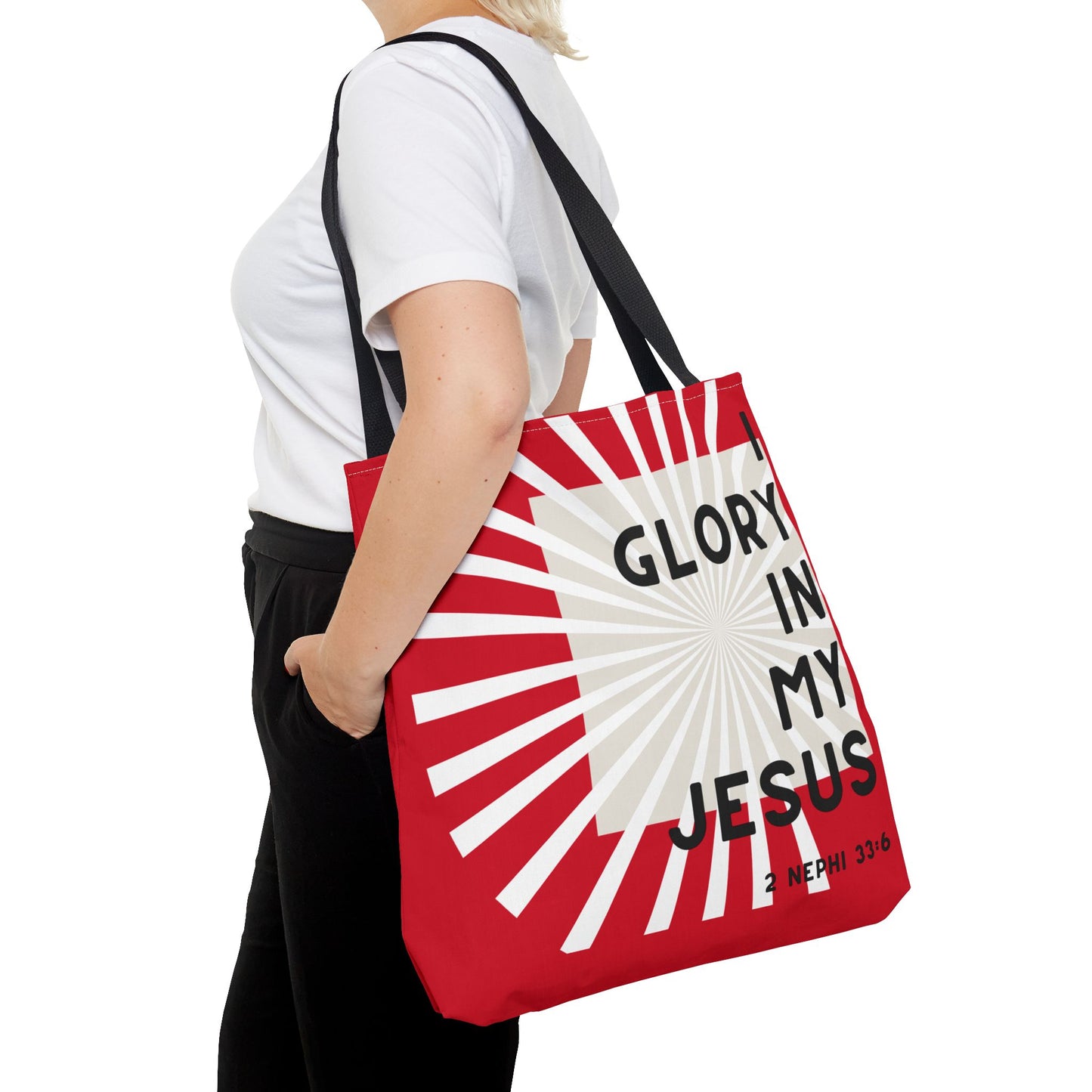 I Glory in My Jesus, Dark Red Tote Bag