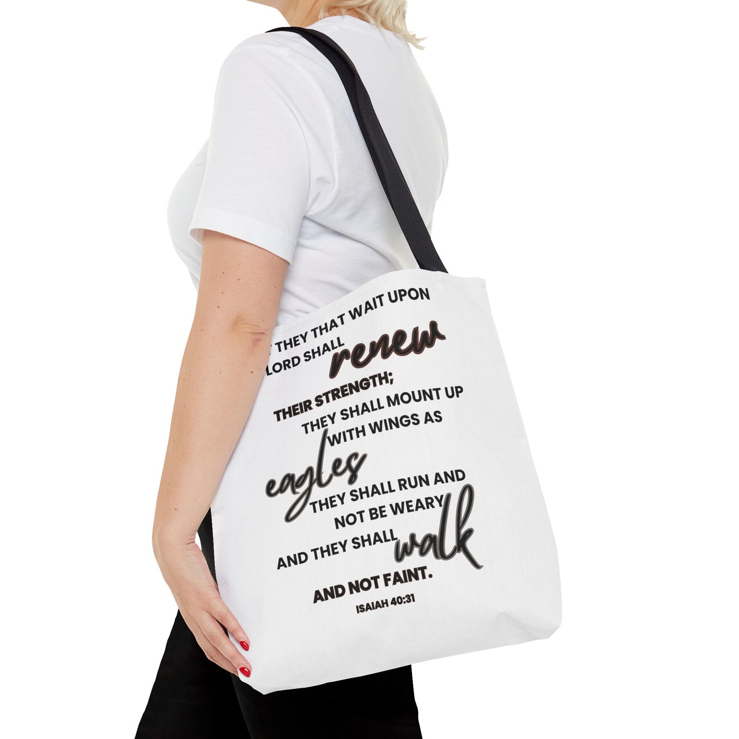 But they that wait upon the Lord White Tote Bag