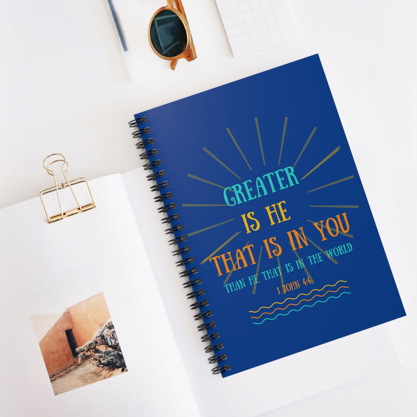 Greater Is He That Is In You Dark Blue Spiral Notebook