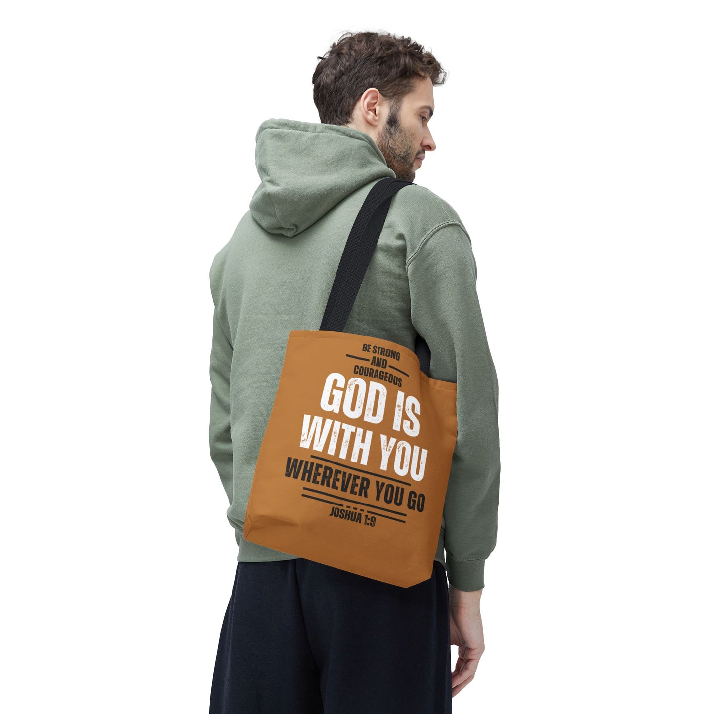 Be Strong and Courageous, Light Brown Tote Bag