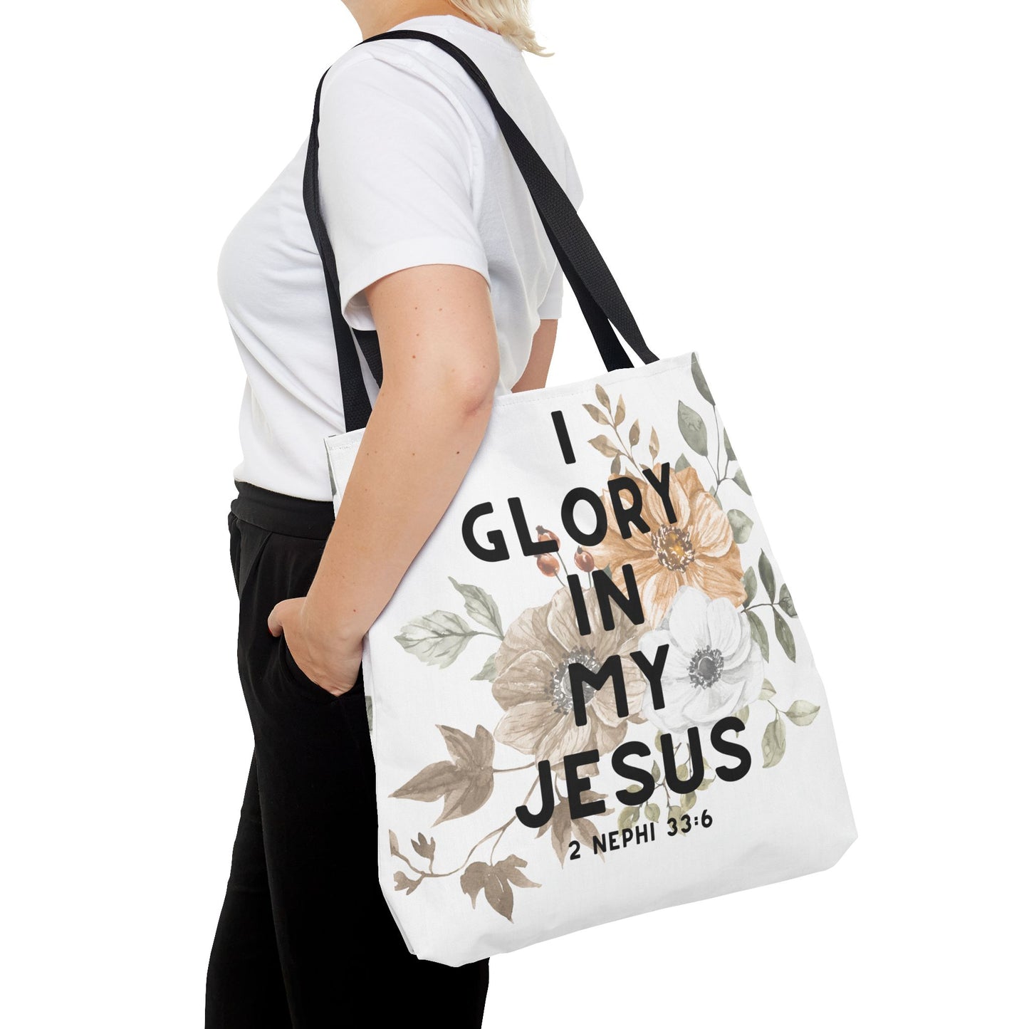 I Glory in My Jesus Tote Bag, White