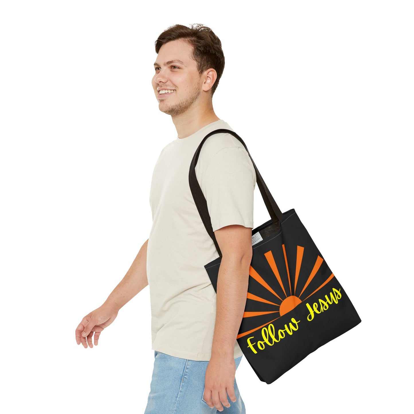 Follow Jesus, Black Tote Bag