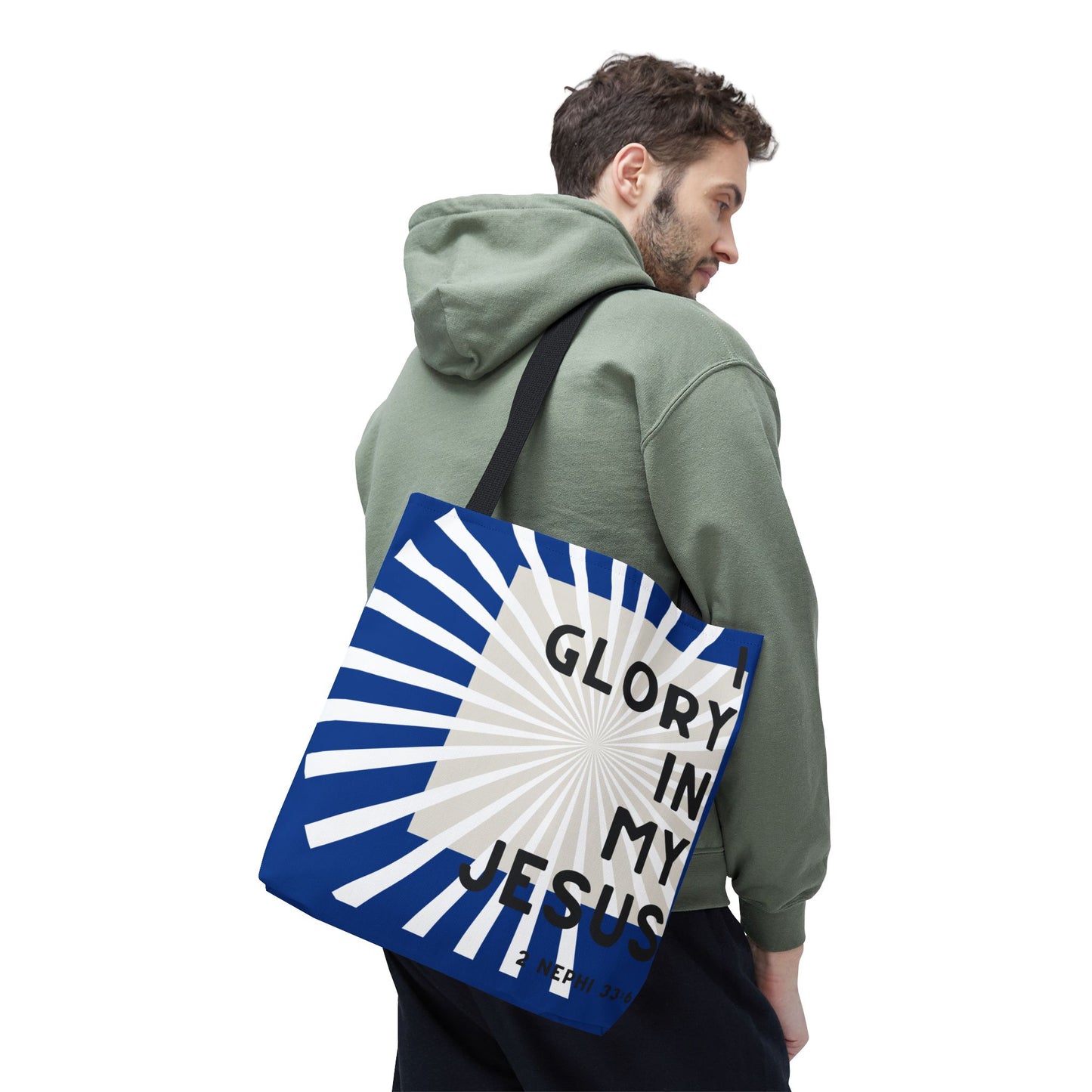 I Glory in My Jesus, Dark Blue Tote Bag