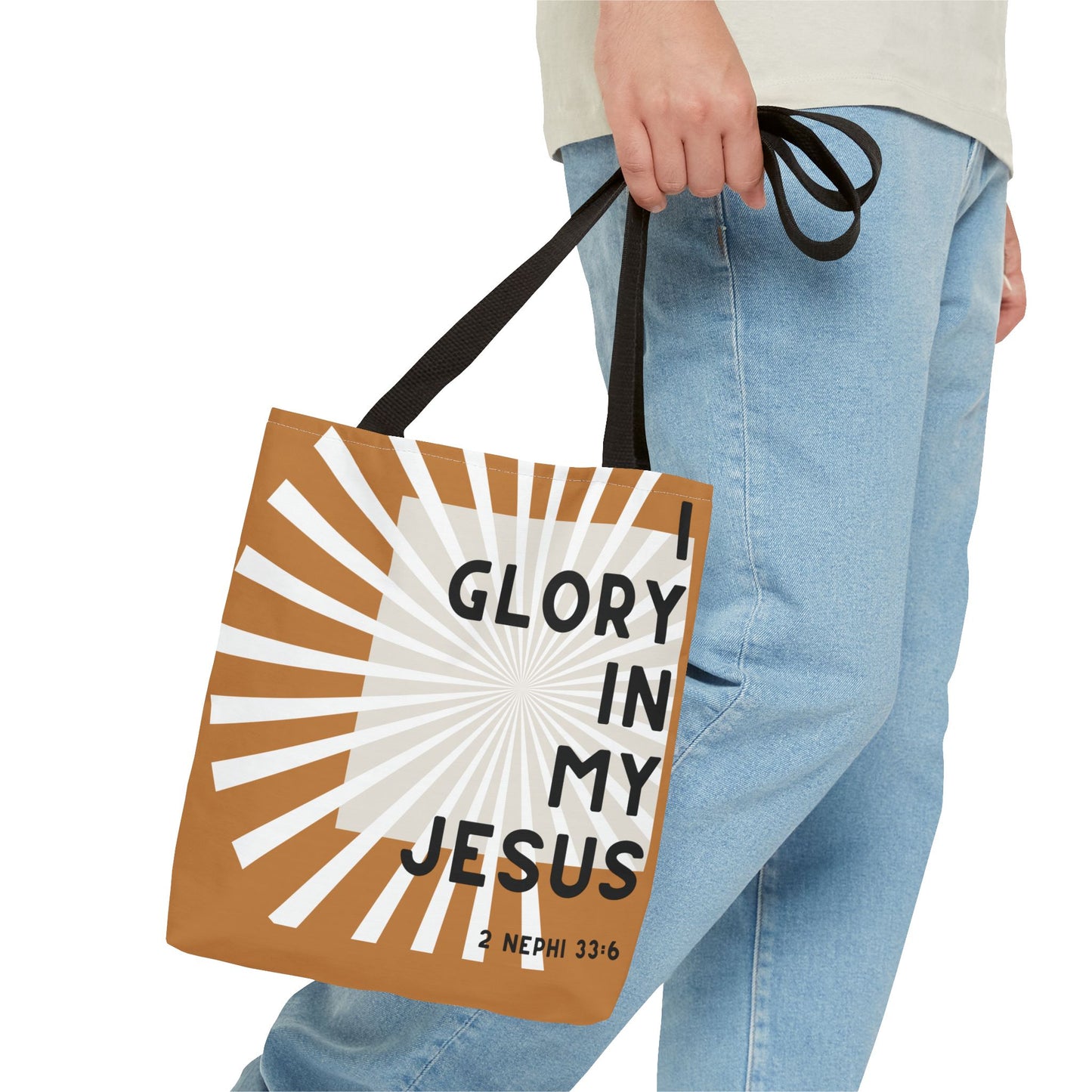 I Glory in My Jesus, Light Brown Tote Bag