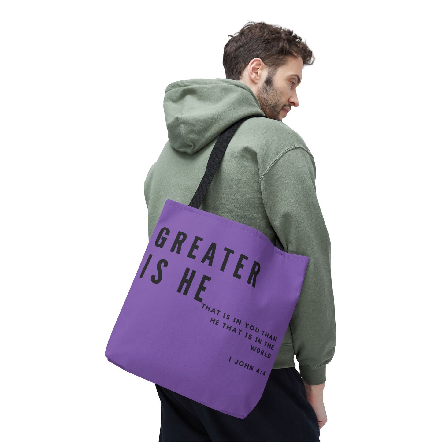 Greater is He that is in You Light Purple Tote Bag
