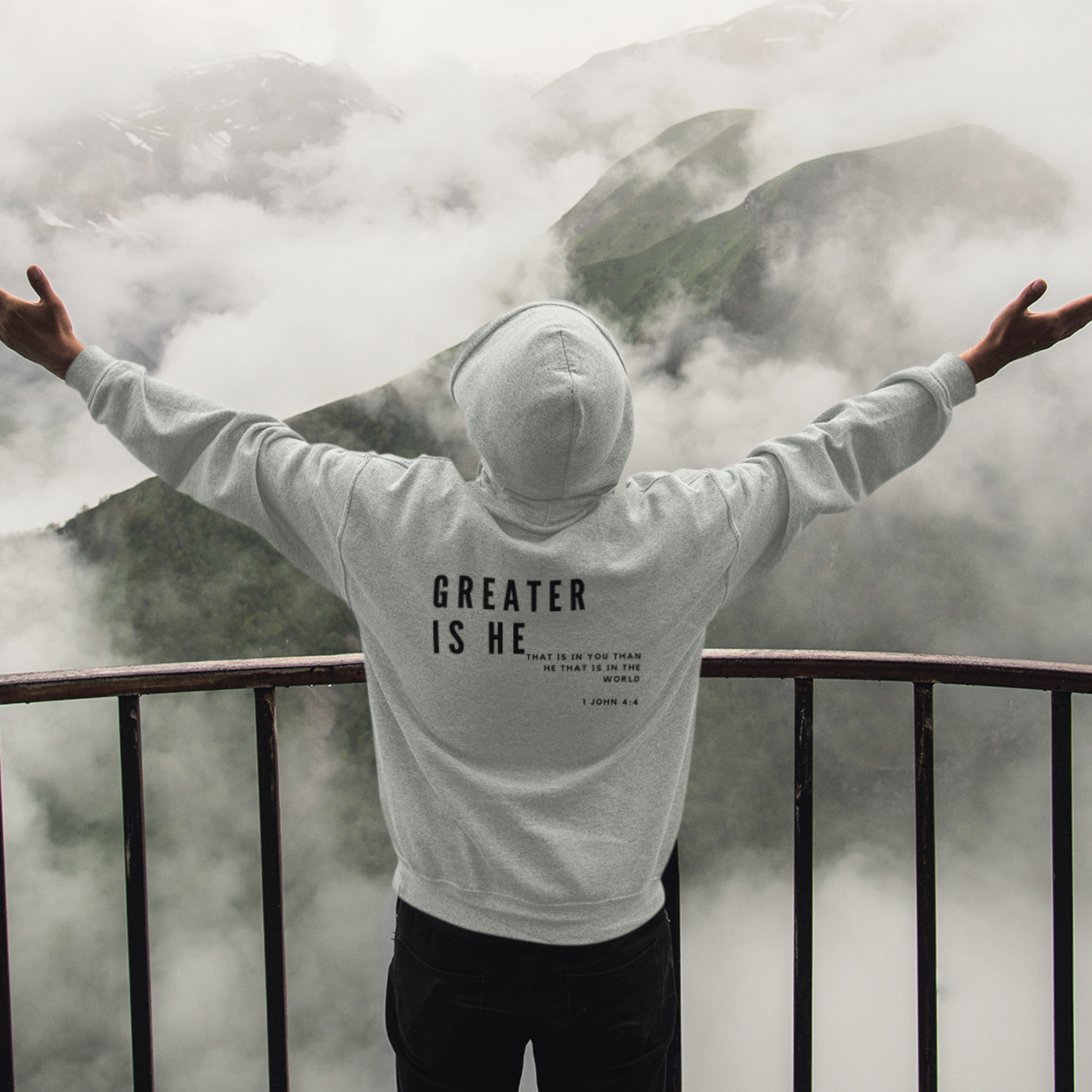 Greater is He Mid-Weight Unisex Hoodie