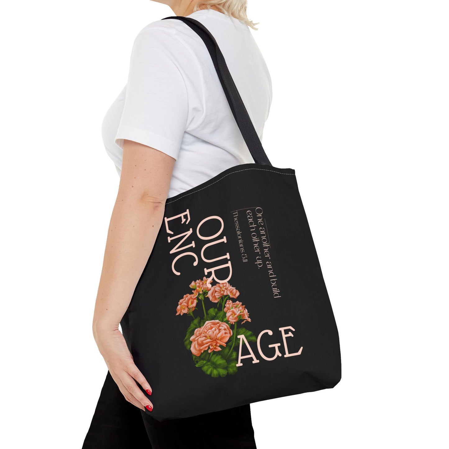 Encourage One Another, Black Tote Bag