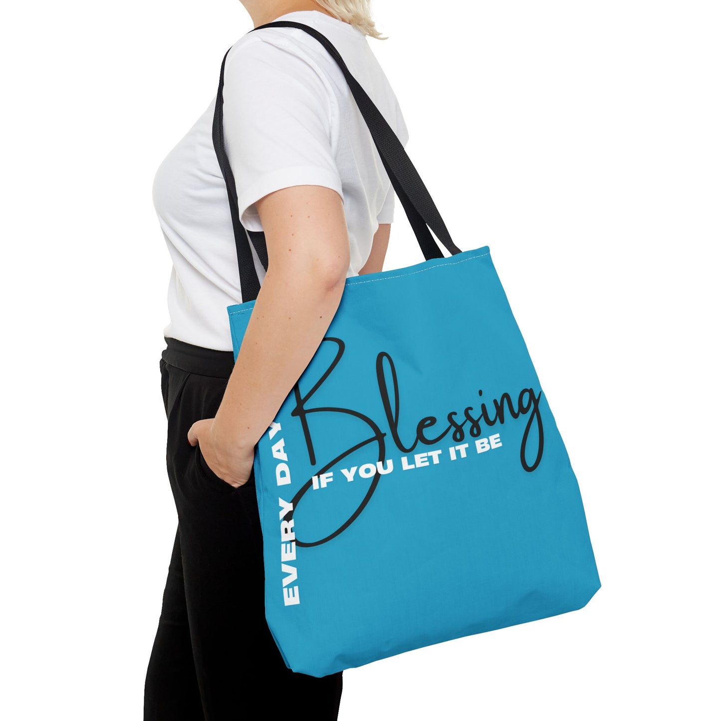 Everyday is a Blessing Tote Bag, Turquoise