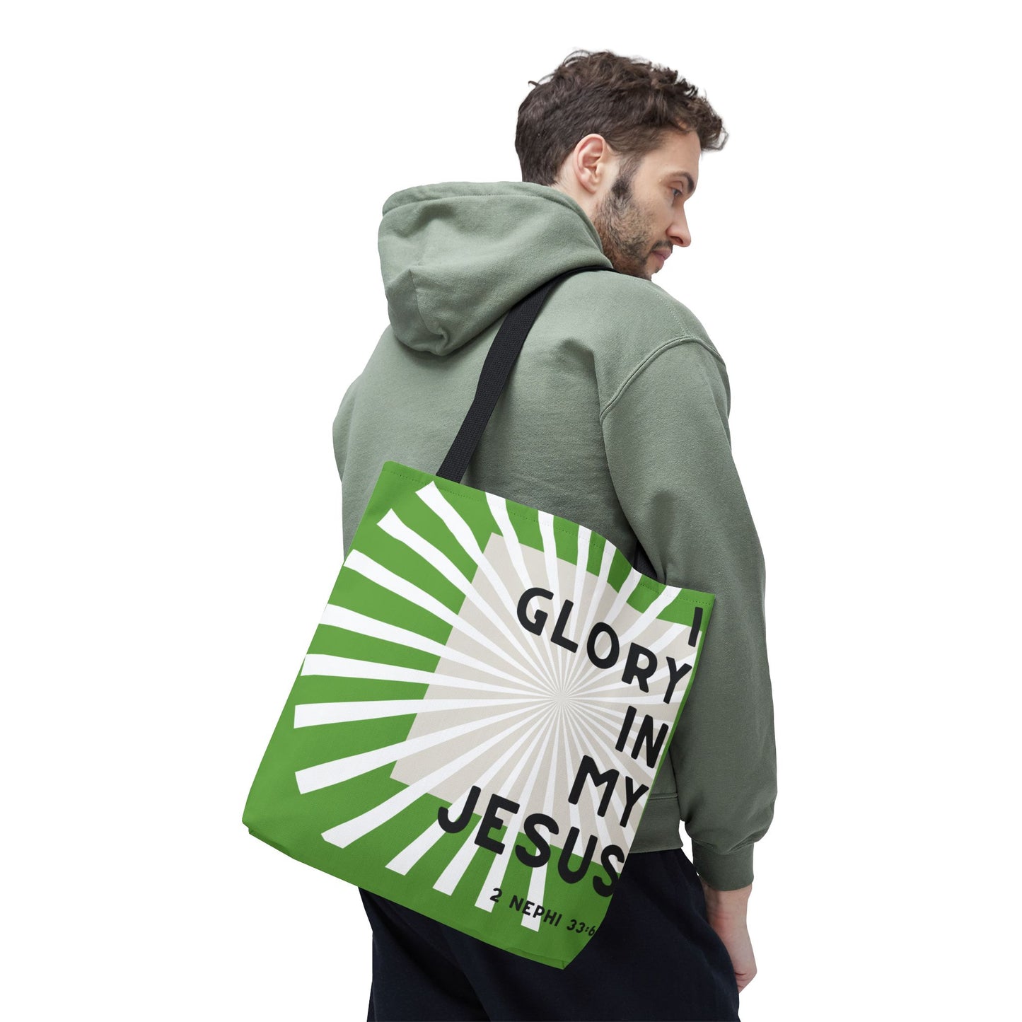 I Glory in My Jesus, Green Tote Bag