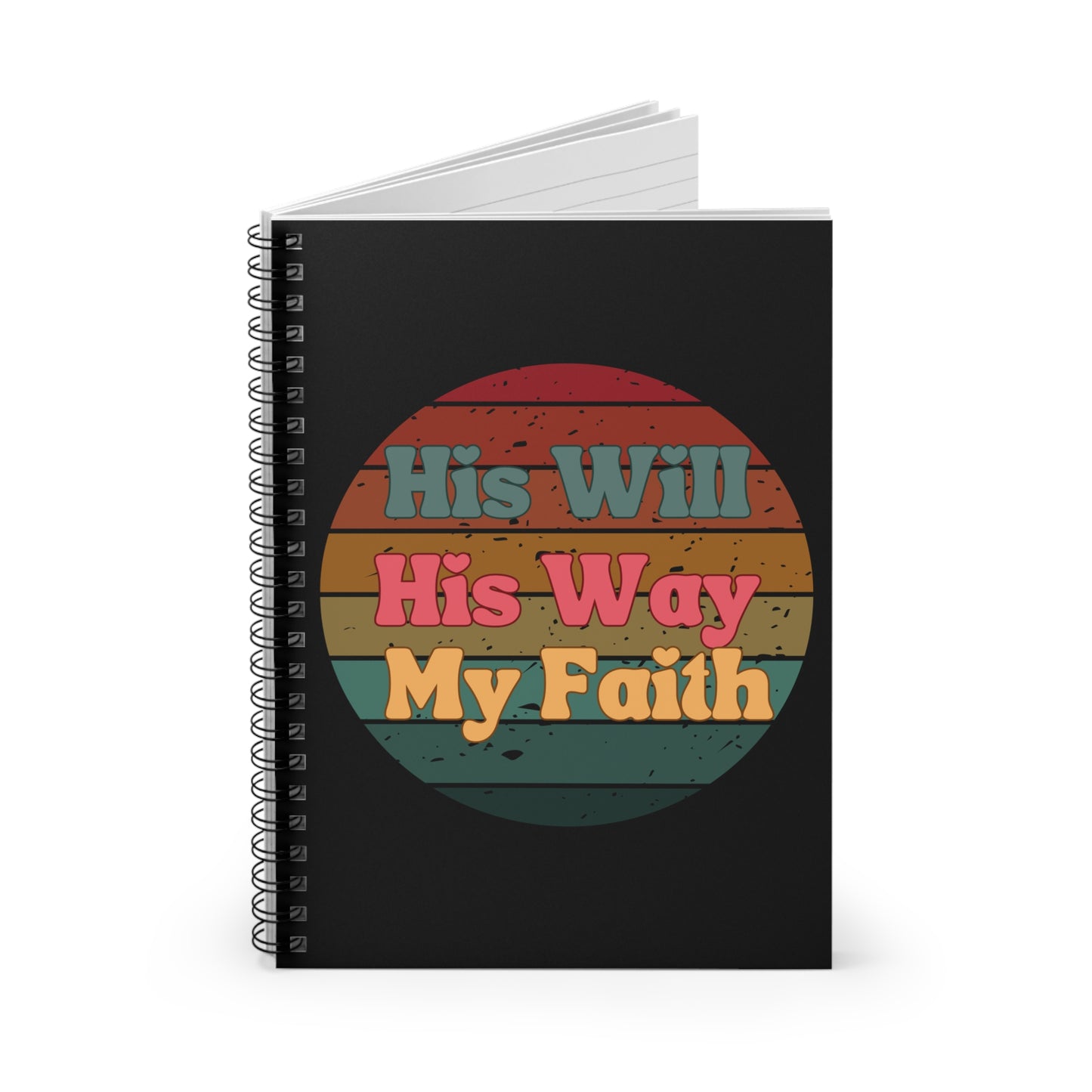 His Will His Way My Faith Black Spiral Notebook