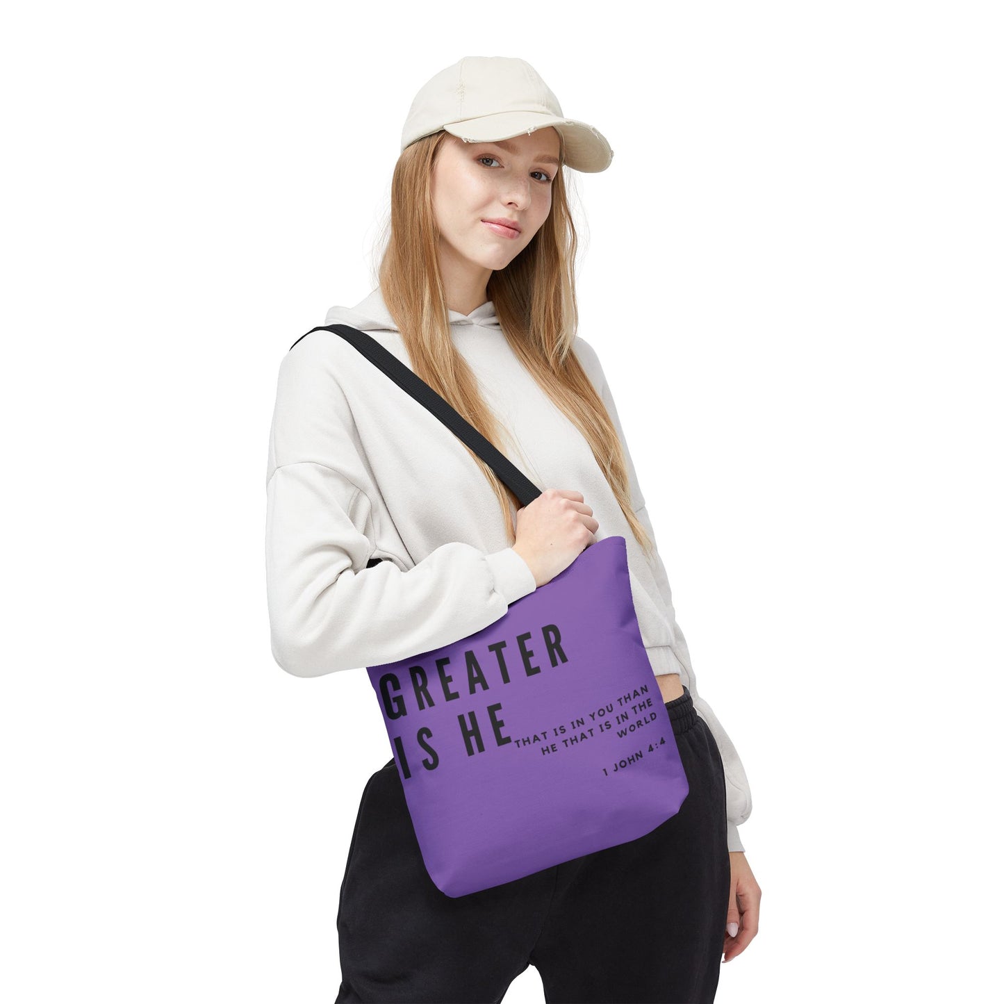 Greater is He that is in You Light Purple Tote Bag