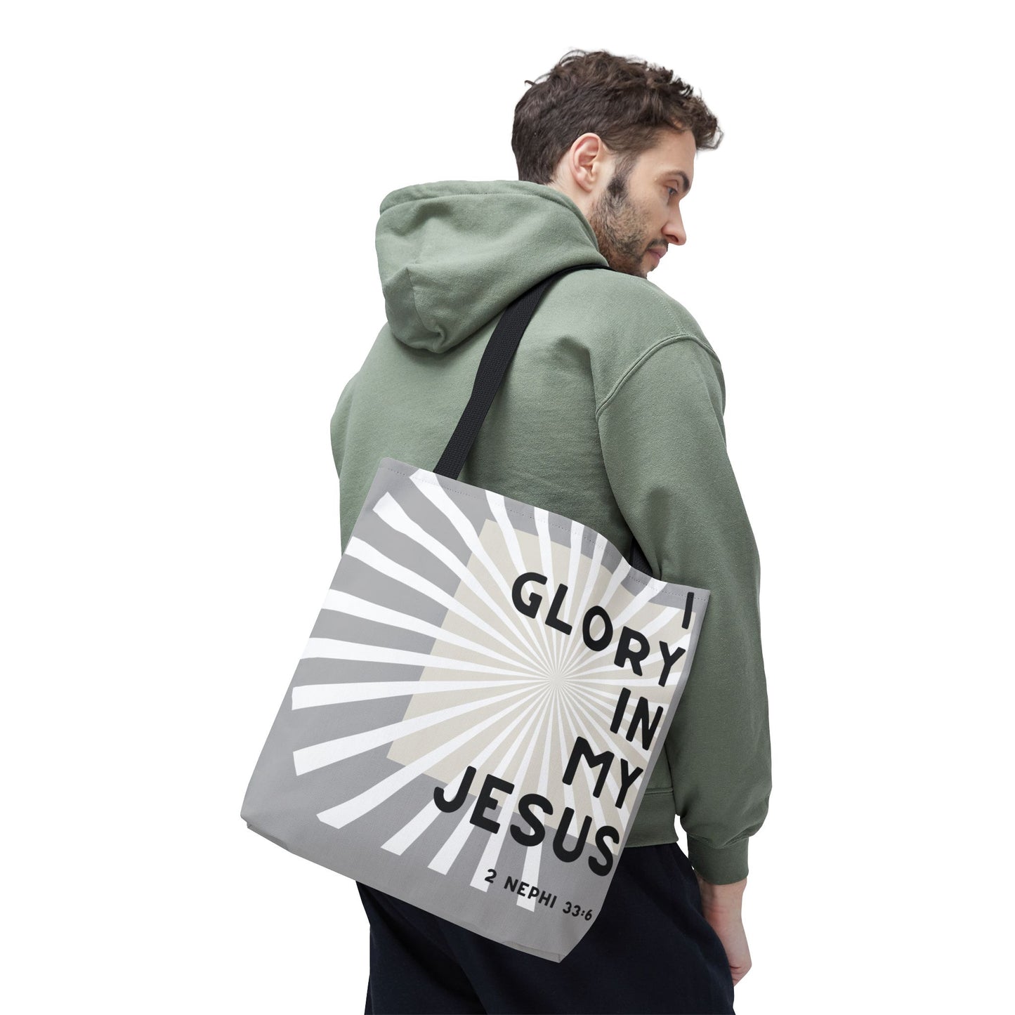 I Glory in My Jesus, Grey Tote Bag