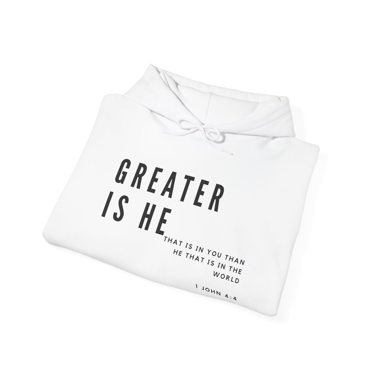 Greater is He Mid-Weight Unisex Hoodie