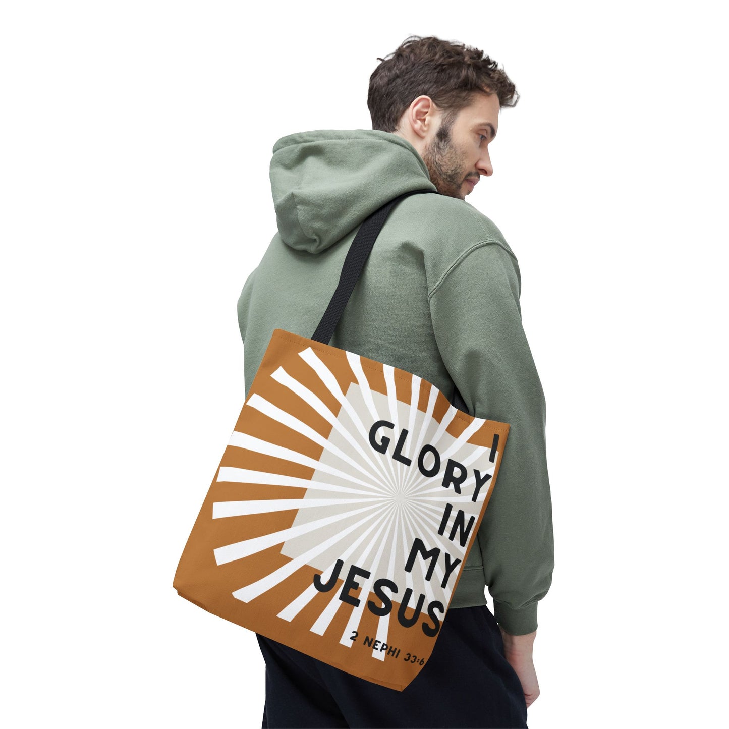 I Glory in My Jesus, Light Brown Tote Bag