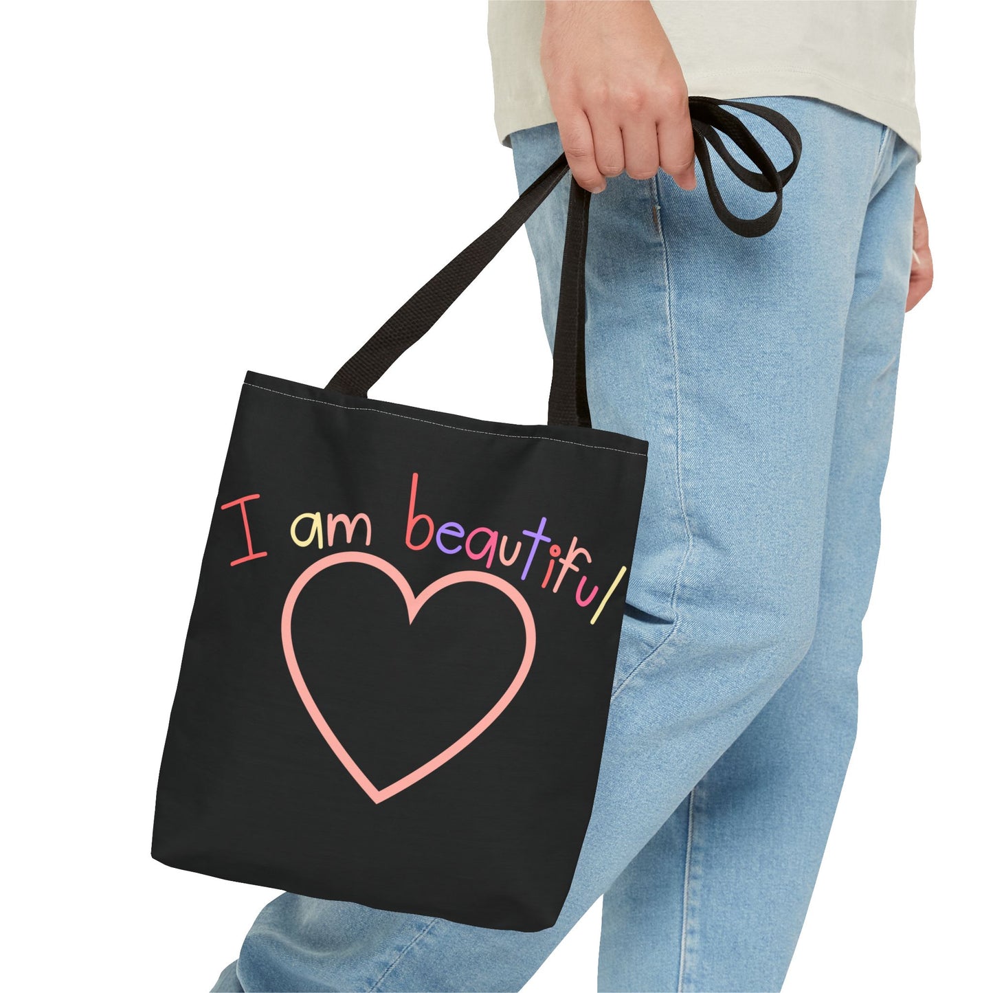 I am Beautiful Black Tote Bag