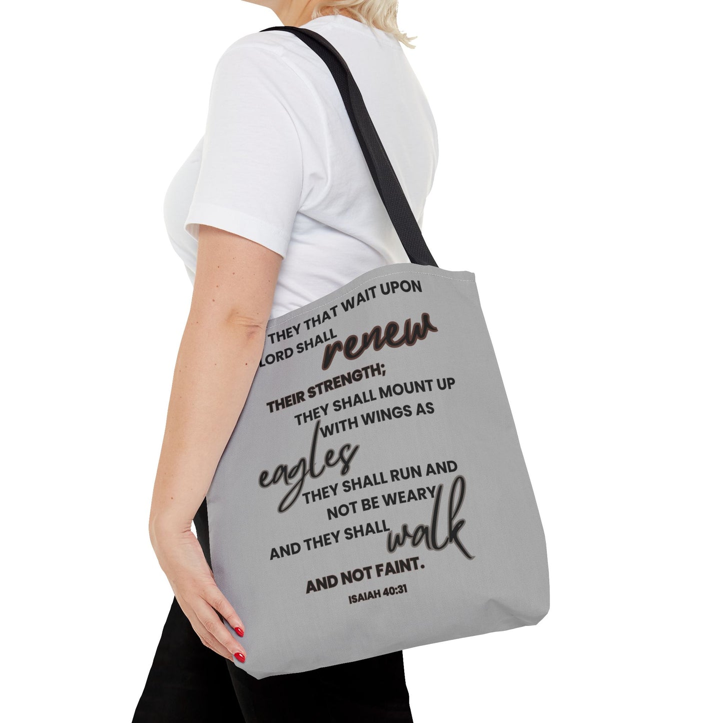 But they that wait upon the Lord Light Grey Tote Bag