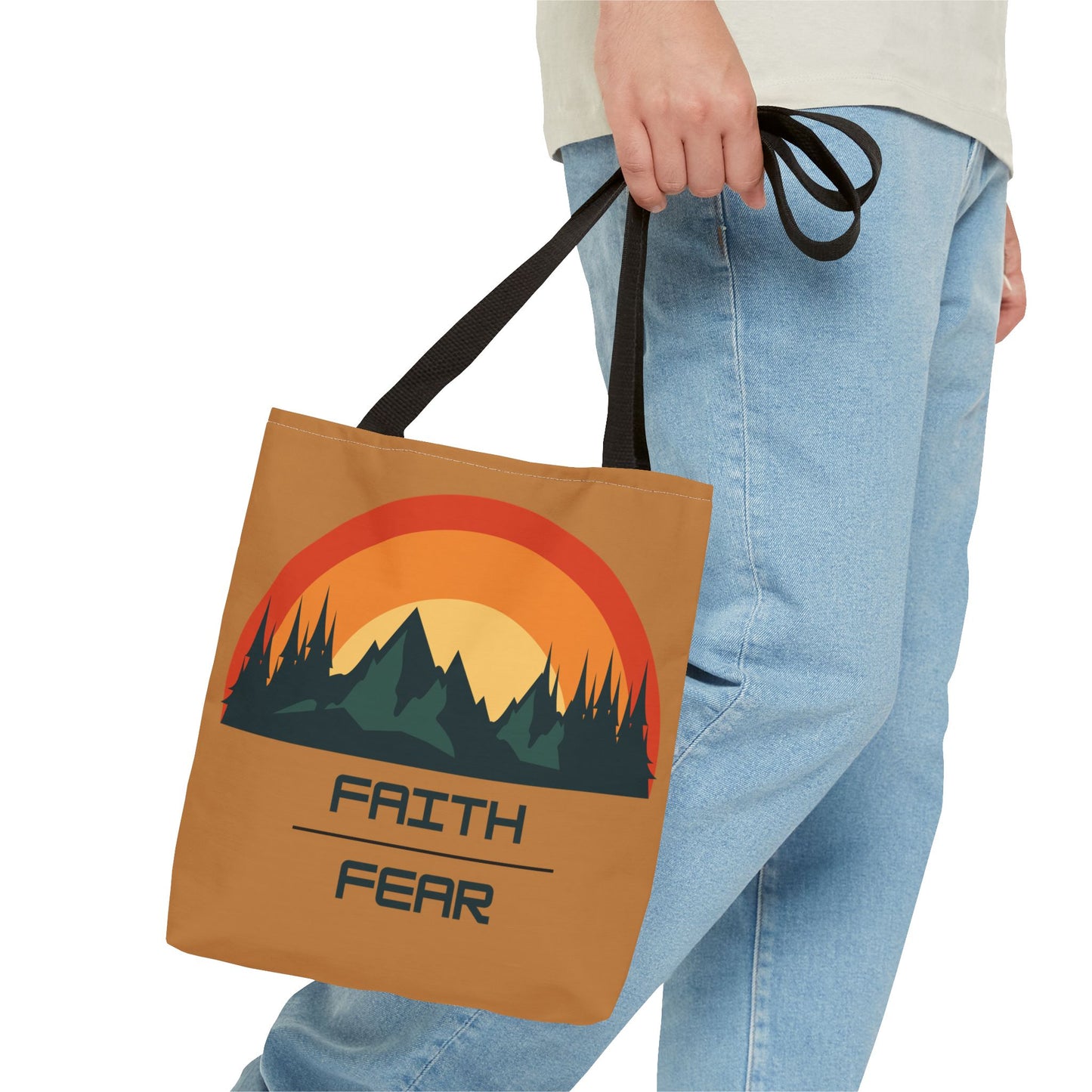 Faith Over Fear, Light Brown Tote Bag