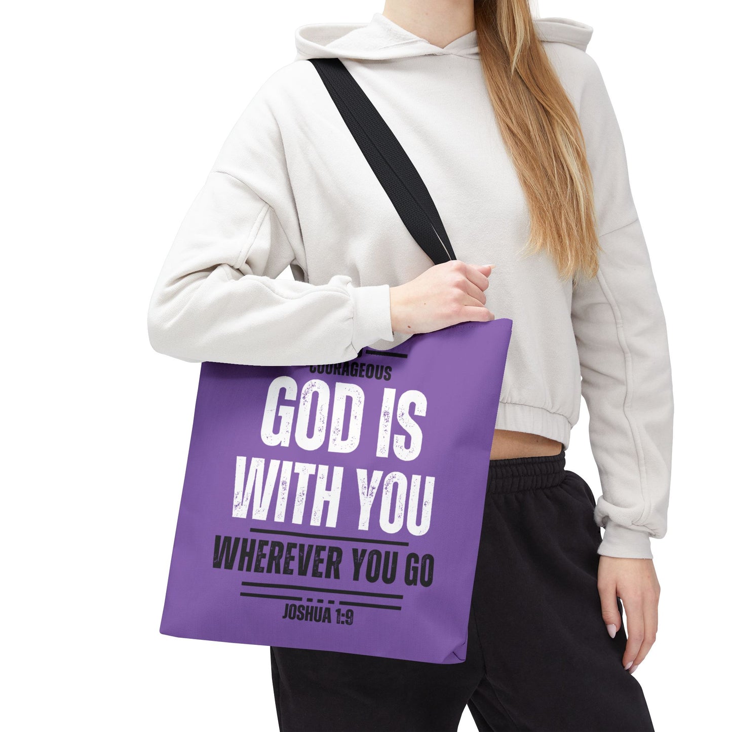 Be Strong and Courageous, Light Purple Tote Bag