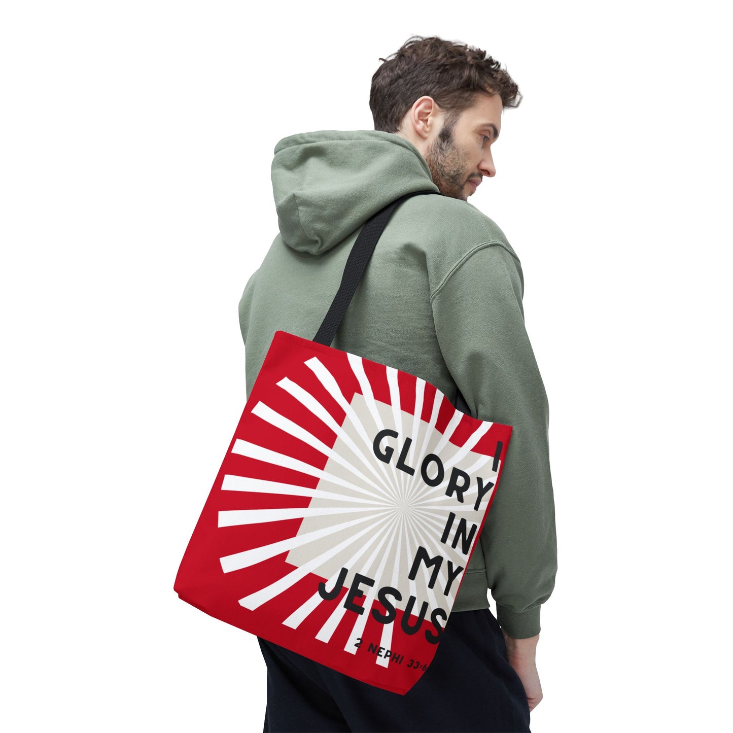I Glory in My Jesus, Dark Red Tote Bag