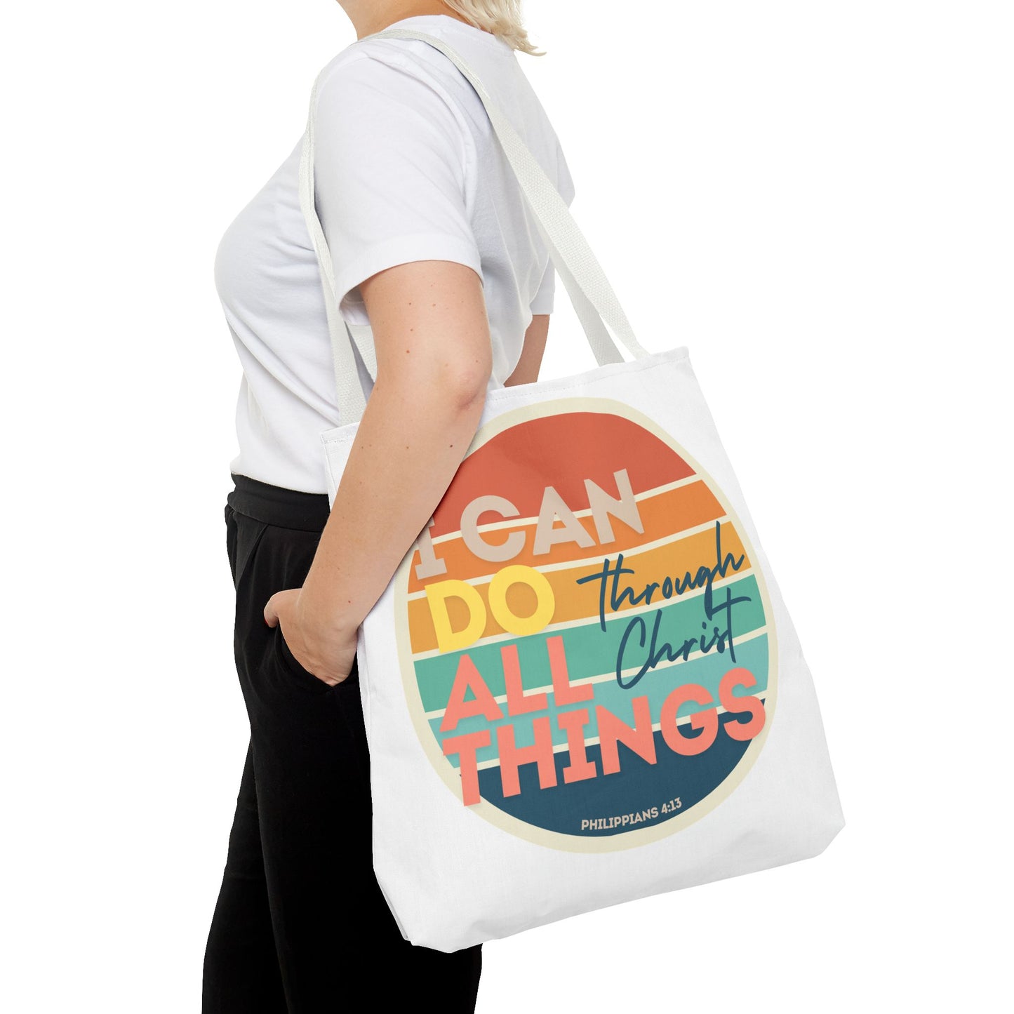I Can Do All Things Through Christ, White Tote Bag