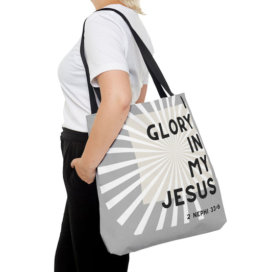 I Glory in My Jesus, Grey Tote Bag