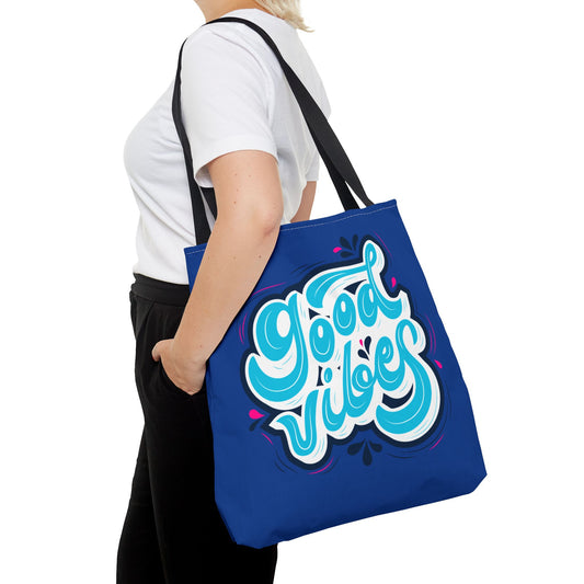 Good Vibes Dark Blue Tote Bag