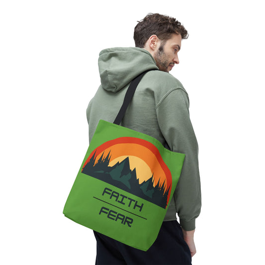 Faith Over Fear, Green Tote Bag
