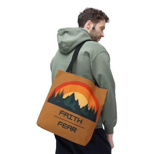 Faith Over Fear, Light Brown Tote Bag
