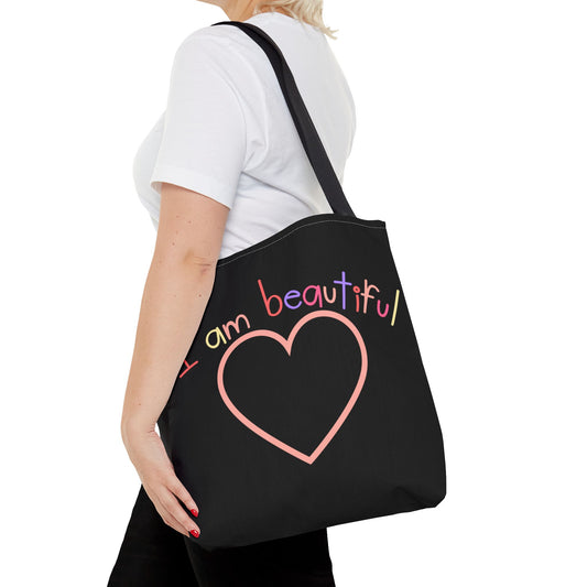 I am Beautiful Black Tote Bag