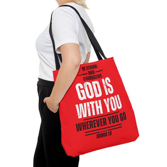 Be Strong and Courageous, Red Tote Bag