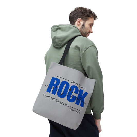 Jesus is my Rock, Light Grey Tote Bag