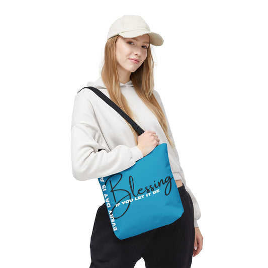 Everyday is a Blessing Tote Bag, Turquoise
