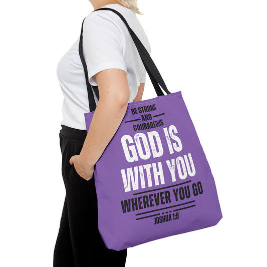 Be Strong and Courageous, Light Purple Tote Bag