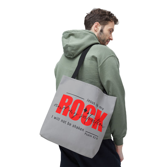 Jesus is my Rock, Light Grey Tote Bag